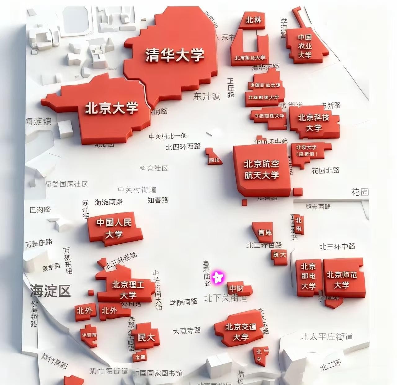 北京市海淀区高校分布图